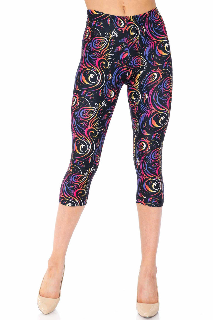 Wholesale Creamy Soft Ombre Paisley Swirl Extra Plus Size Capris - 3X-5X - USA Fashion
