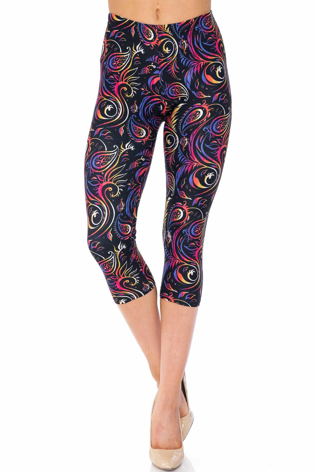 Wholesale Creamy Soft Ombre Paisley Swirl Extra Plus Size Capris - 3X-5X - USA Fashion