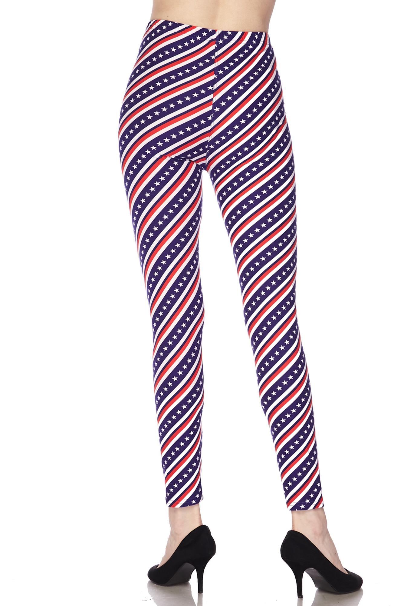 Wholesale Buttery Smooth Spiral Stars and Stripes Extra Plus Size Leggings - 3X-5X