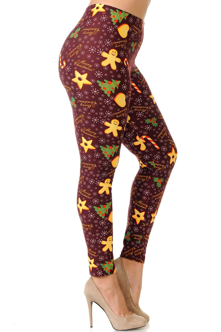 Wholesale Buttery Smooth Merry Christmas Treats and Cookies Extra Plus Size Leggings - 3X-5X