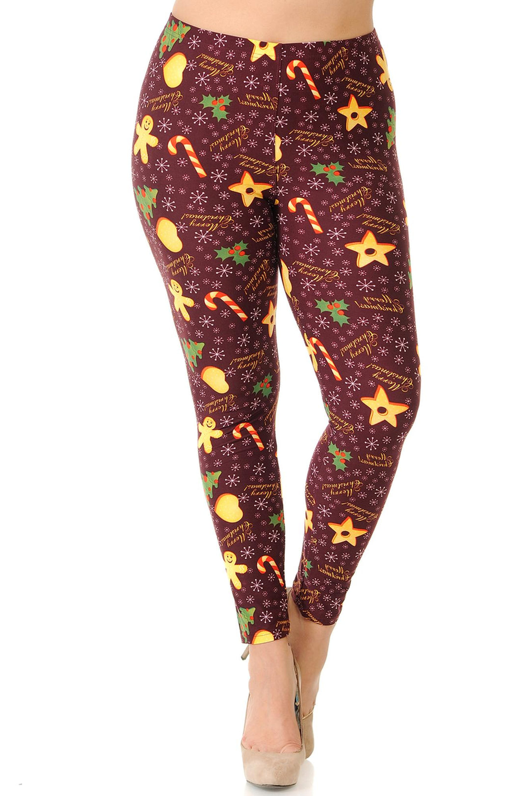 Wholesale Buttery Smooth Merry Christmas Treats and Cookies Extra Plus Size Leggings - 3X-5X