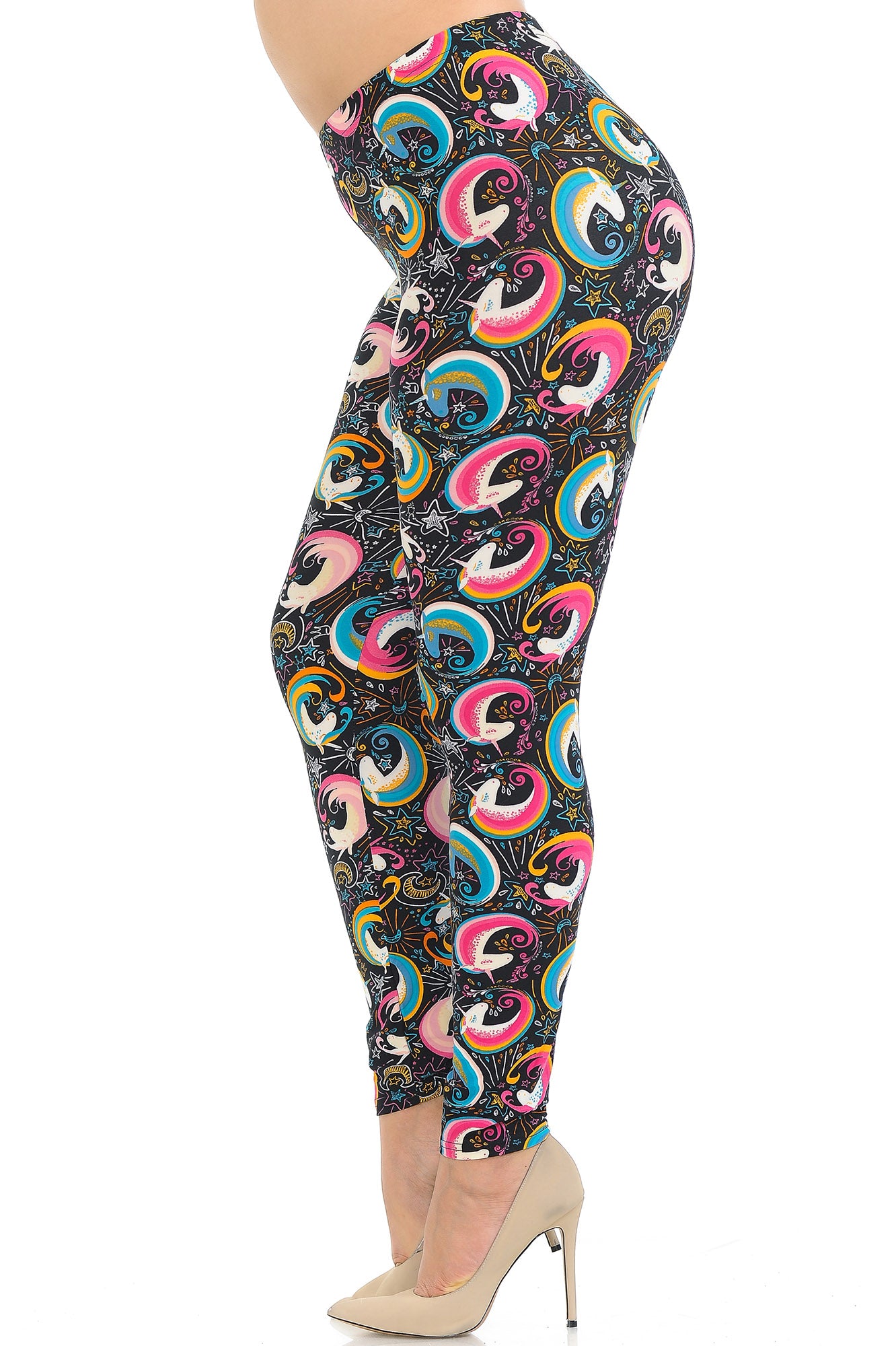 Wholesale Buttery Smooth Groovy Hip Unicorn Extra Plus Size Leggings - 3X-5X