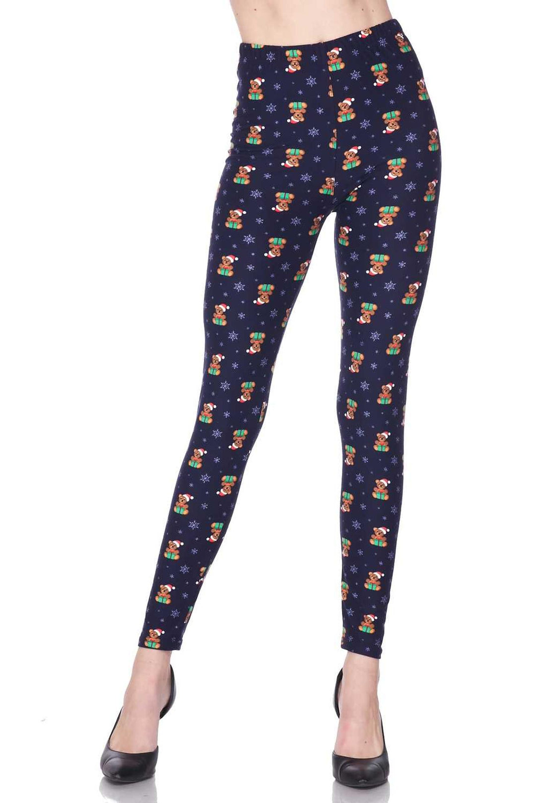 Wholesale Buttery Smooth Christmas Teddy Bears Extra Plus size Leggings - 3X-5X