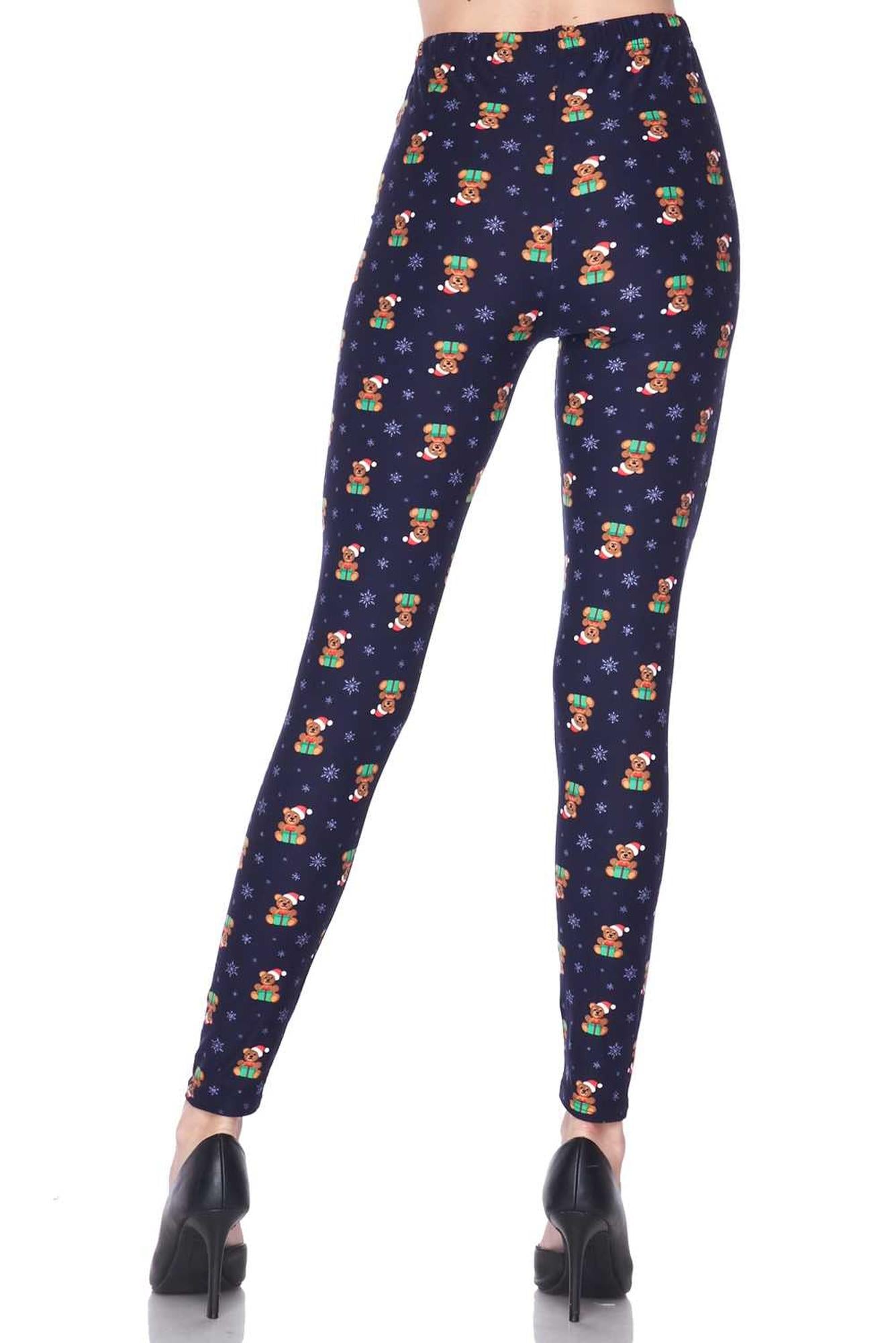 Wholesale Buttery Smooth Christmas Teddy Bears Extra Plus size Leggings - 3X-5X