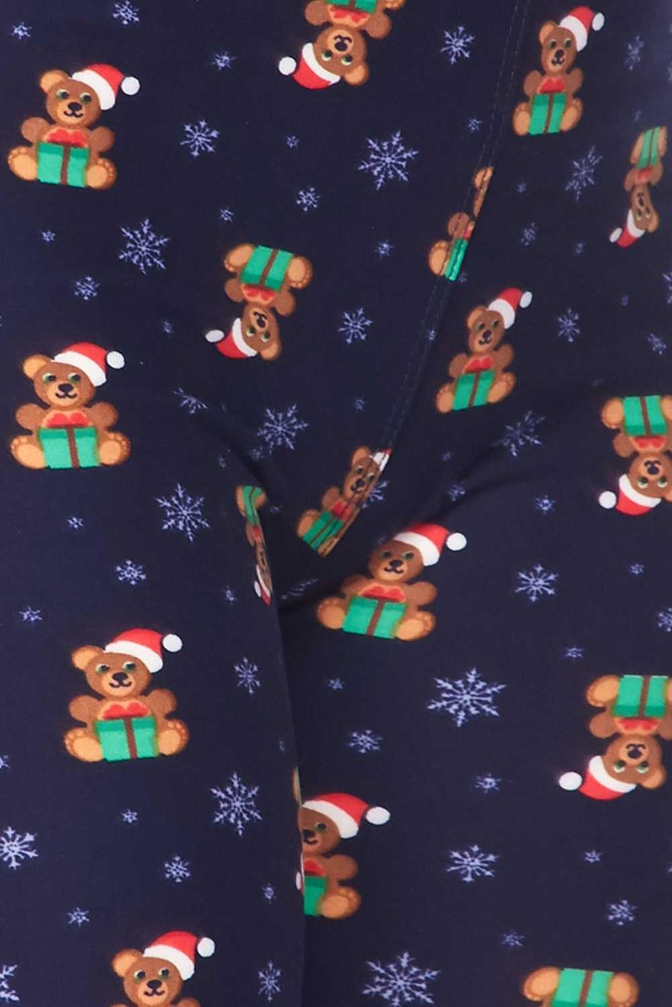 Wholesale Buttery Smooth Christmas Teddy Bears Extra Plus size Leggings - 3X-5X