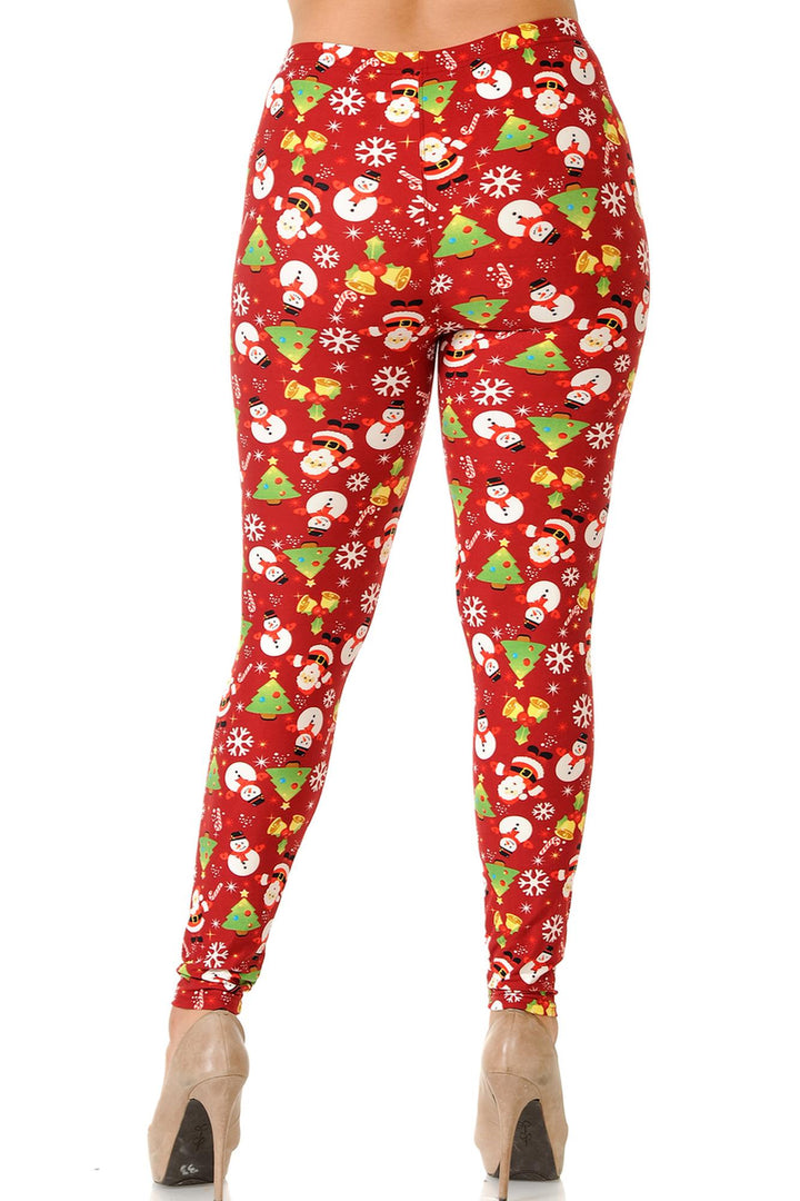 Wholesale Buttery Smooth Festive Christmas Delight Extra Plus Size Leggings - 3X-5X