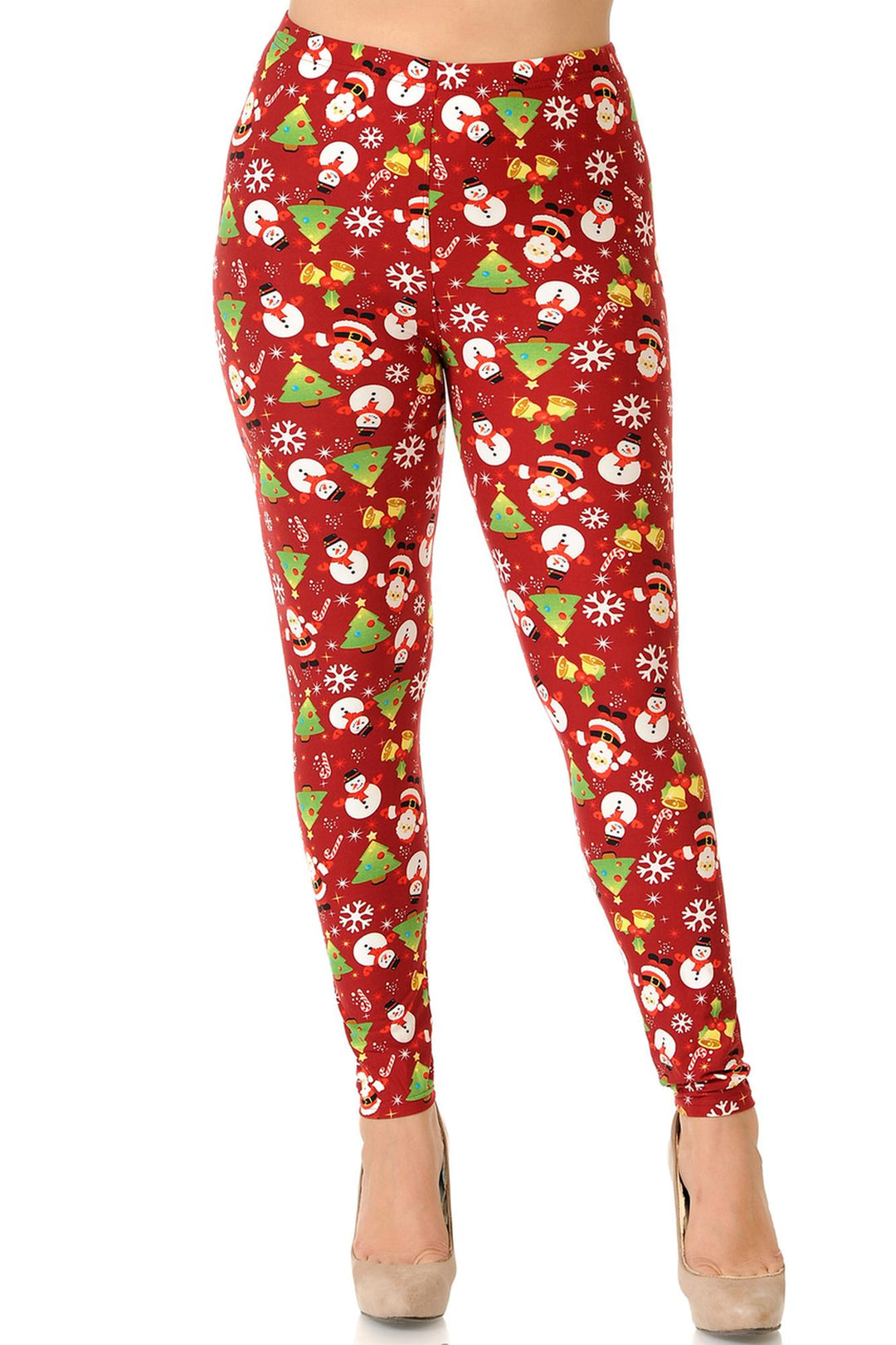 Wholesale Buttery Smooth Festive Christmas Delight Extra Plus Size Leggings - 3X-5X