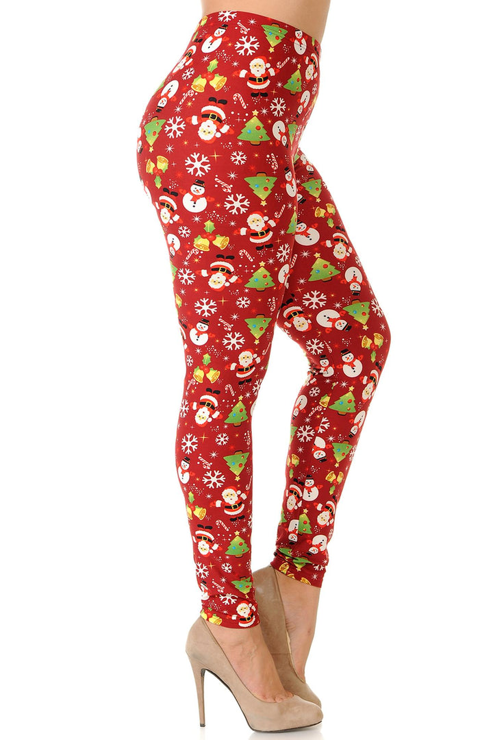 Wholesale Buttery Smooth Festive Christmas Delight Extra Plus Size Leggings - 3X-5X