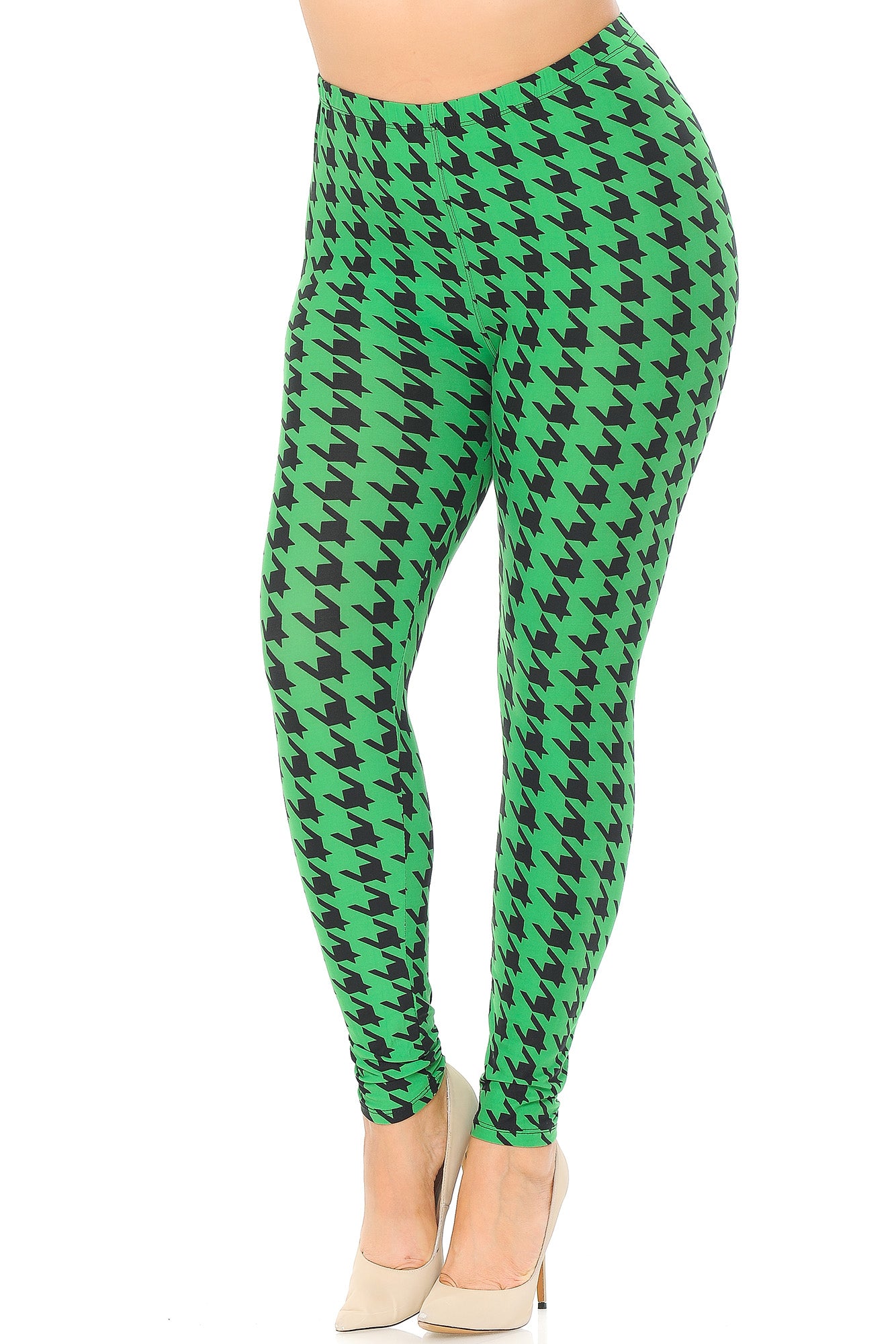 Wholesale Buttery Smooth Houndstooth Extra Plus Size Leggings - 3X-5X