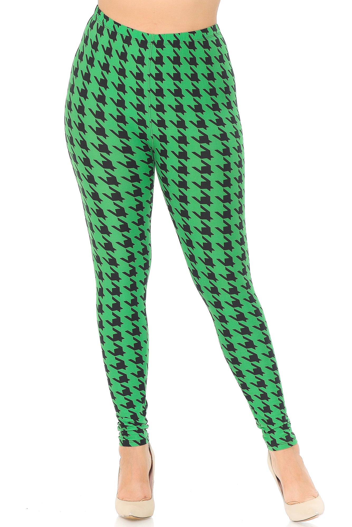 Wholesale Buttery Smooth Houndstooth Extra Plus Size Leggings - 3X-5X