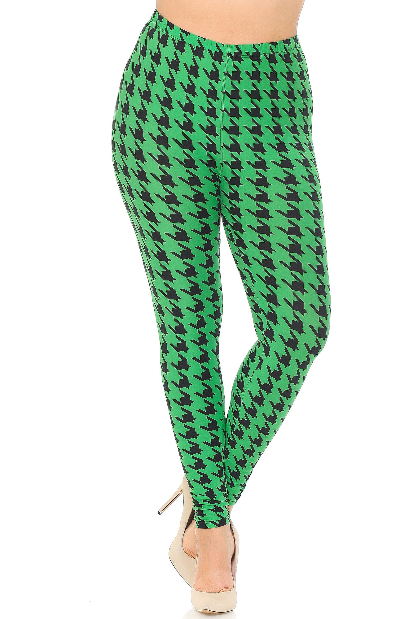Wholesale Buttery Smooth Houndstooth Extra Plus Size Leggings - 3X-5X