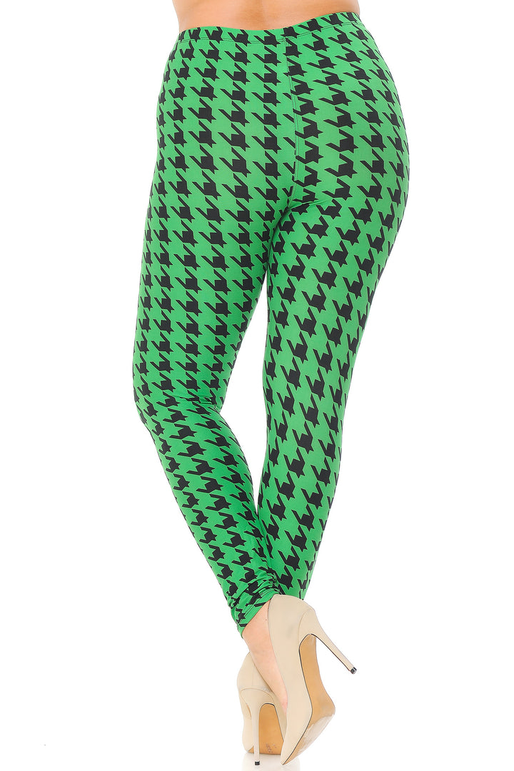 Wholesale Buttery Smooth Houndstooth Extra Plus Size Leggings - 3X-5X