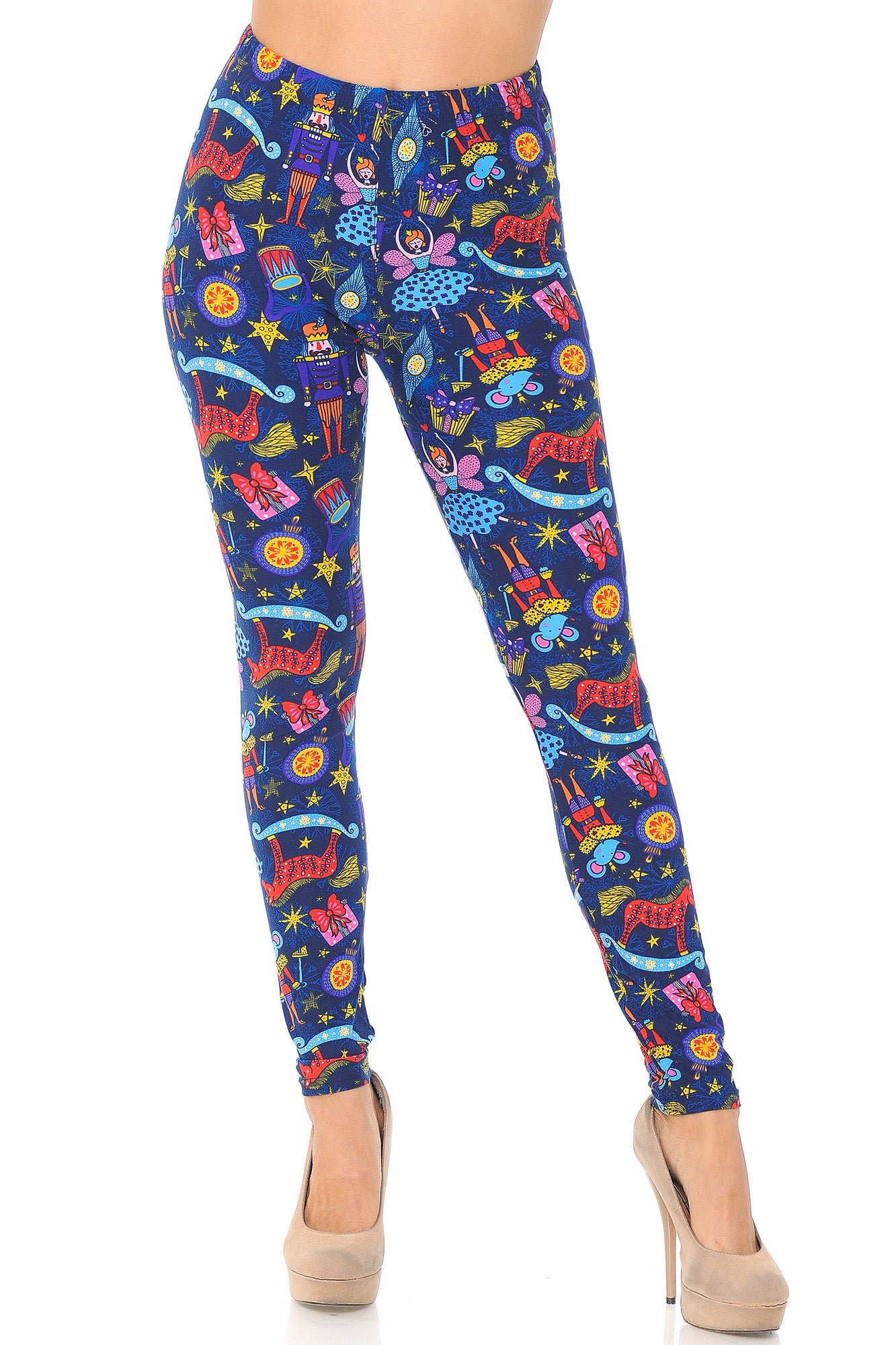 Wholesale Buttery Smooth Nutcracker Christmas Trinkets Extra Plus Size Leggings - 3X-5X