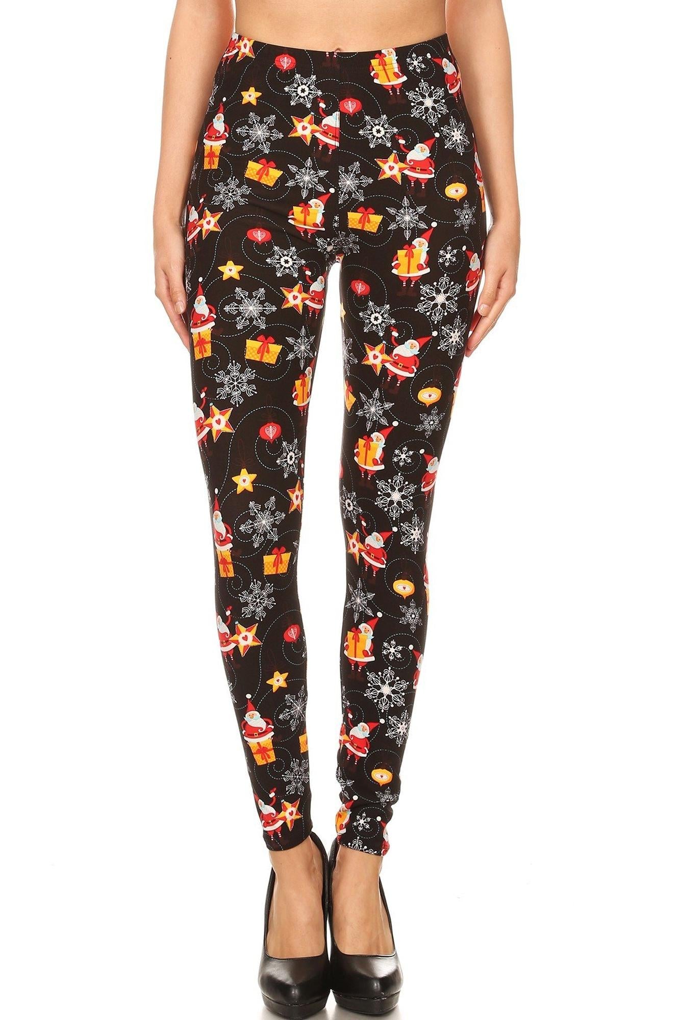 Wholesale Buttery Smooth Santa's Wonderland Christmas Extra Plus Size Leggings - 3X-5X