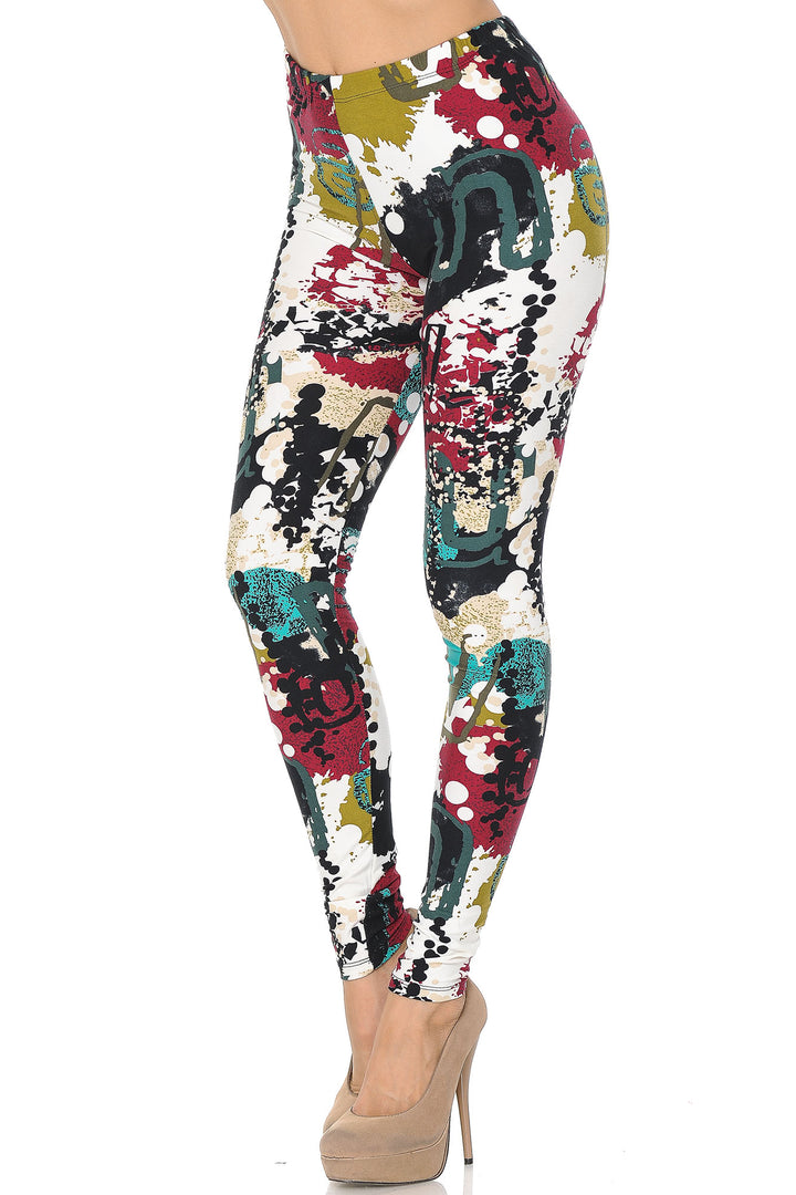Wholesale Buttery Smooth Summer Picasso Extra Plus Size Leggings - 3X-5X