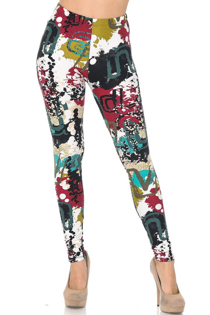 Wholesale Buttery Smooth Summer Picasso Extra Plus Size Leggings - 3X-5X