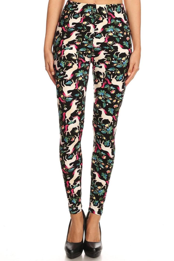 Wholesale Buttery Smooth Woodland Unicorn Plus Size Leggings - 3X-5X - Small Unicorns