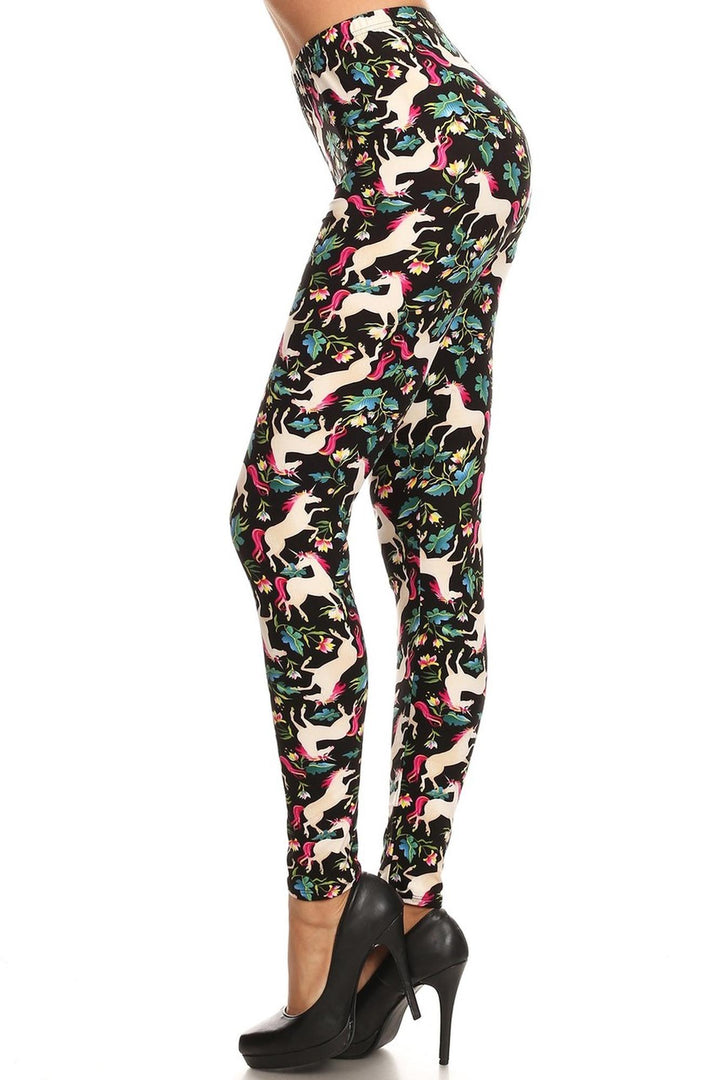 Wholesale Buttery Smooth Woodland Unicorn Plus Size Leggings - 3X-5X - Small Unicorns