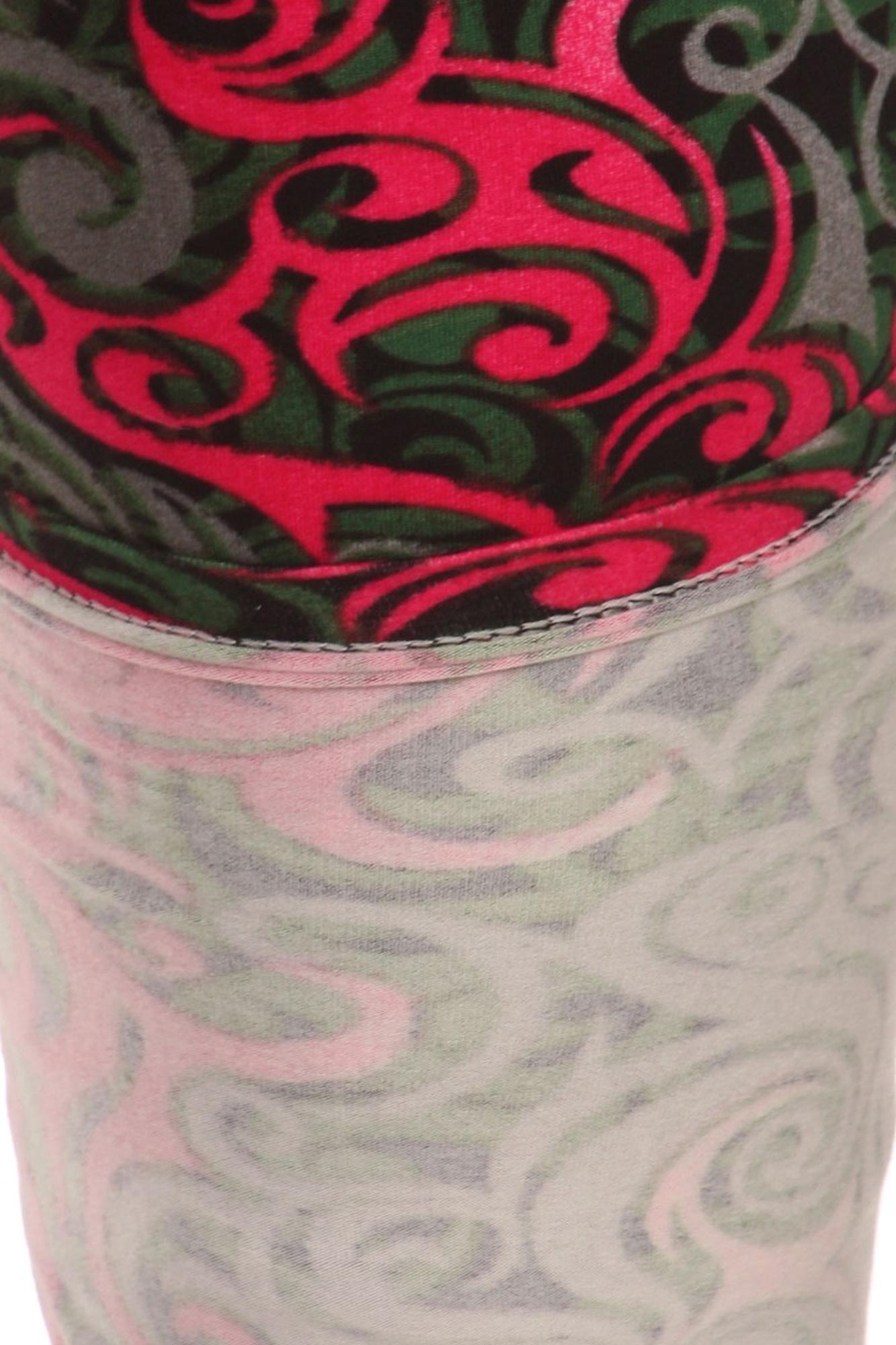 Wholesale Buttery Smooth Fuchsia Tangled Swirl Extra Plus Size Leggings - 3X-5X