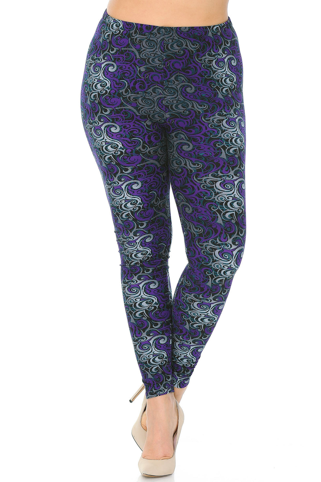 Wholesale Buttery Smooth Purple Tangled Swirl Extra Plus Size Leggings - 3X-5X
