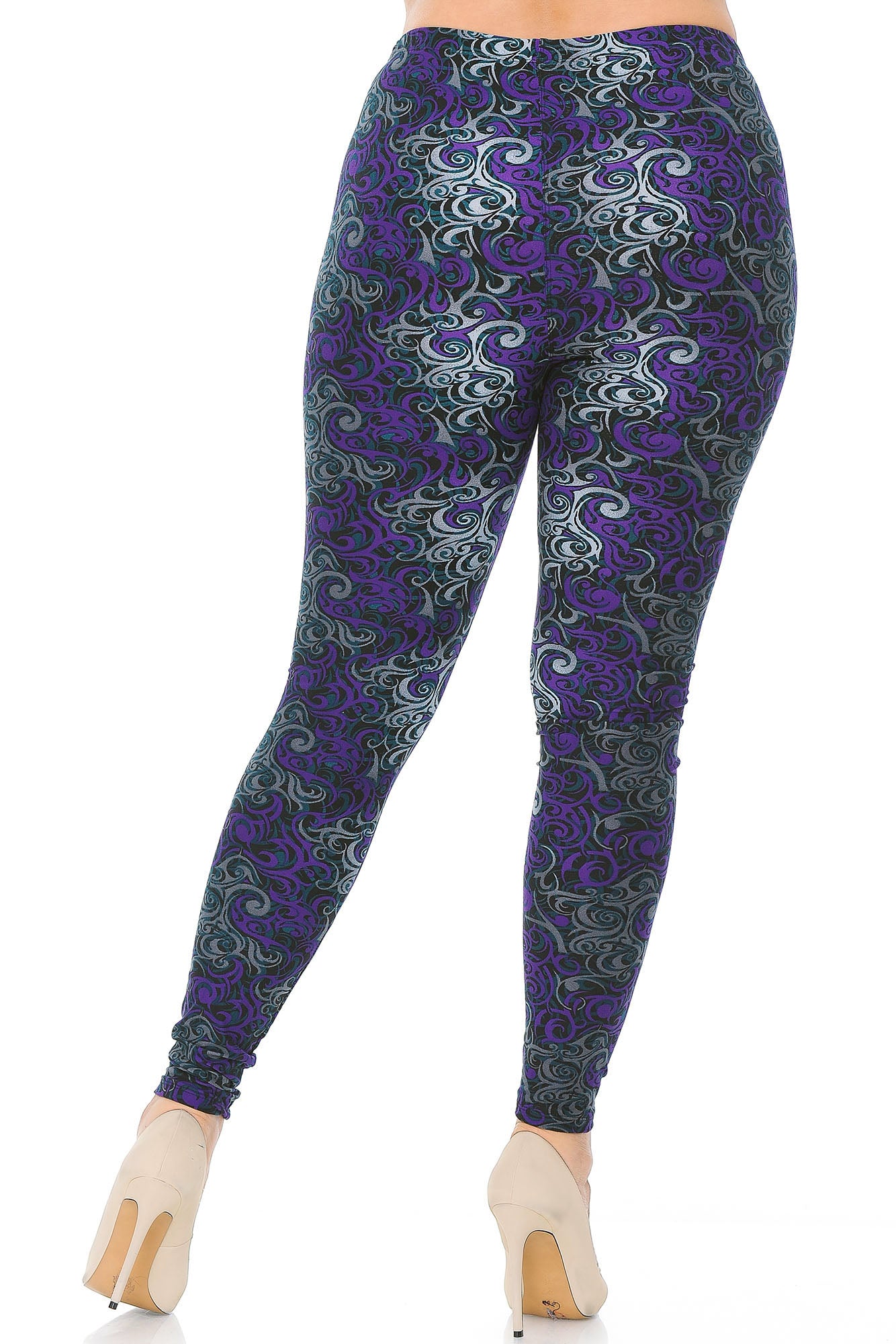 Wholesale Buttery Smooth Purple Tangled Swirl Extra Plus Size Leggings - 3X-5X