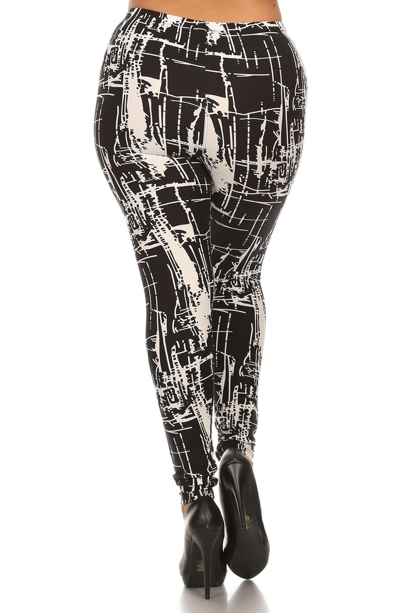 Wholesale Buttery Smooth Splattered Lines Extra Plus Size Leggings - 3X-5X