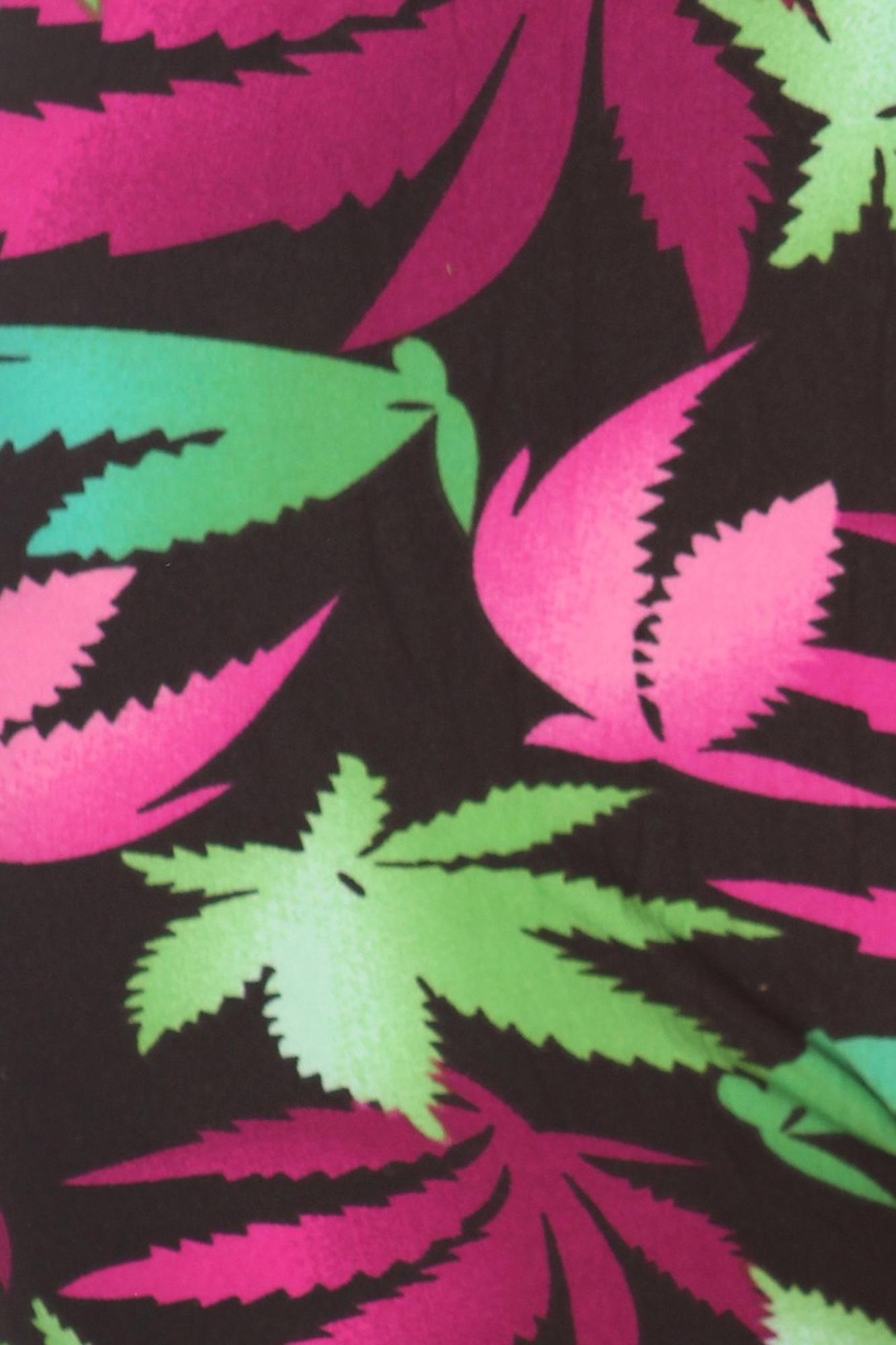 Wholesale Buttery Smooth Fuchsia Marijuana Extra Plus Size Leggings - 3X-5X