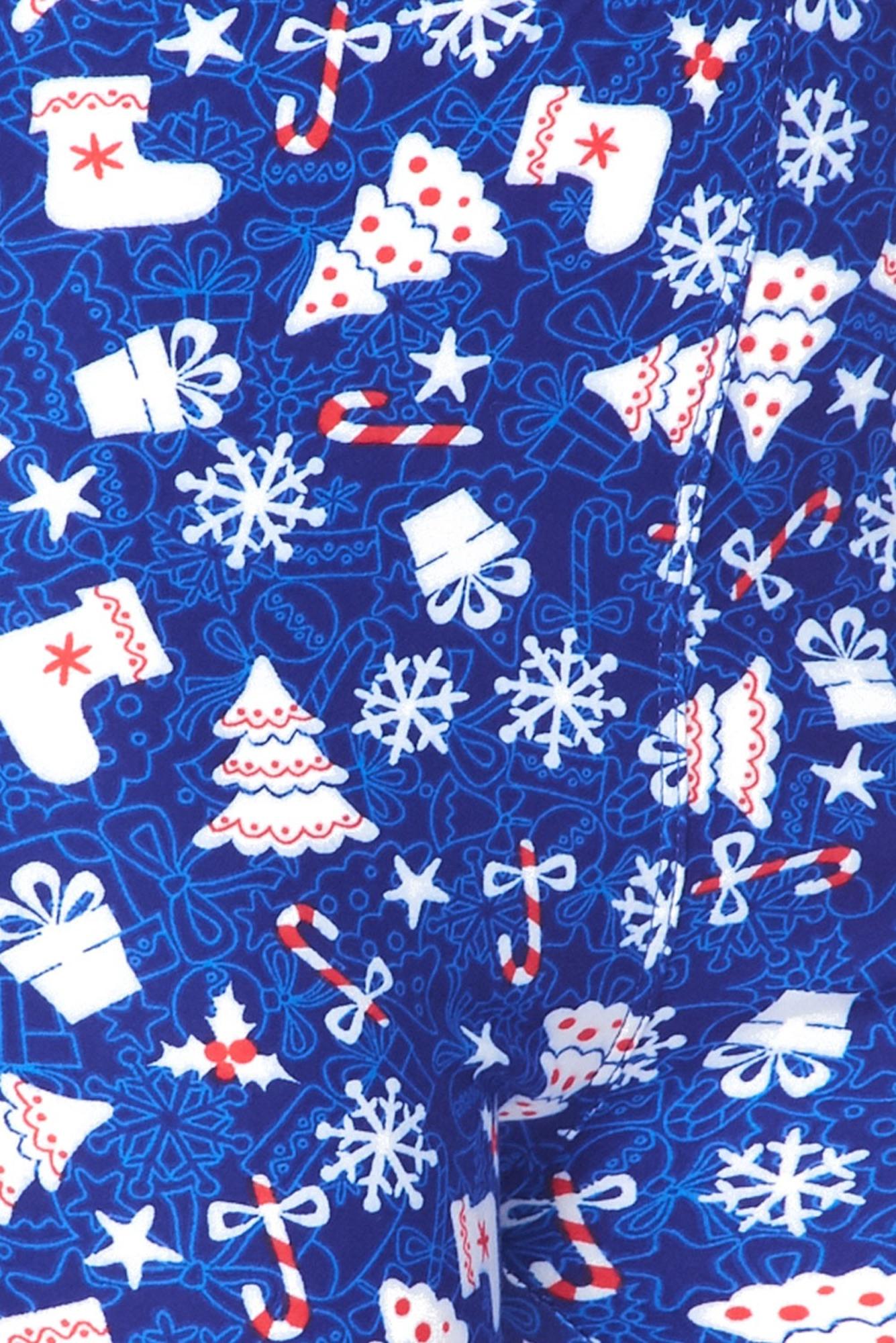 Wholesale Buttery Smooth Blue Christmas Merriment Extra Plus Size Leggings