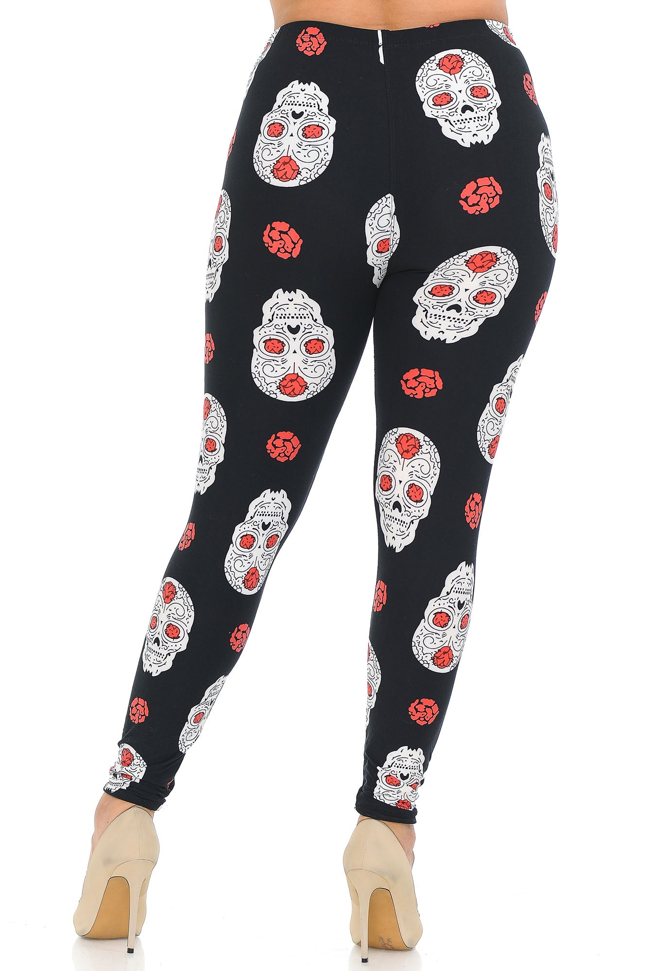 Wholesale Buttery Smooth Rose and Skull Extra Plus Size Leggings - 3X-5X