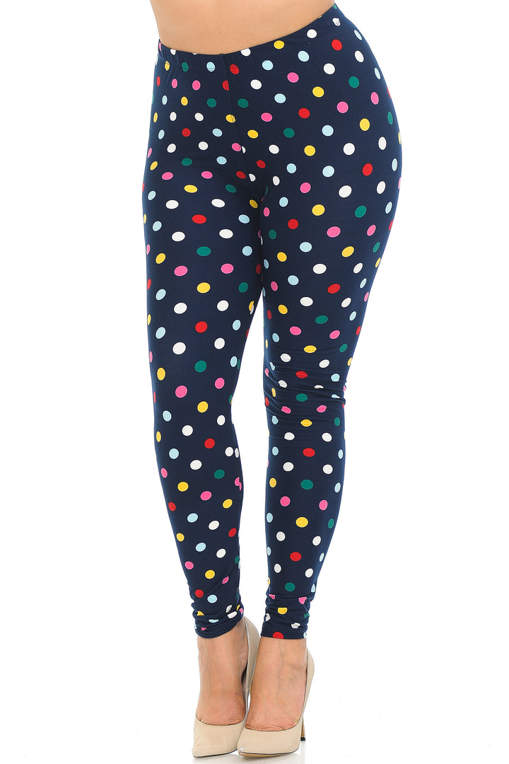 Wholesale Buttery Smooth Colorful Polka Dot Plus Size Leggings - 3X-5X