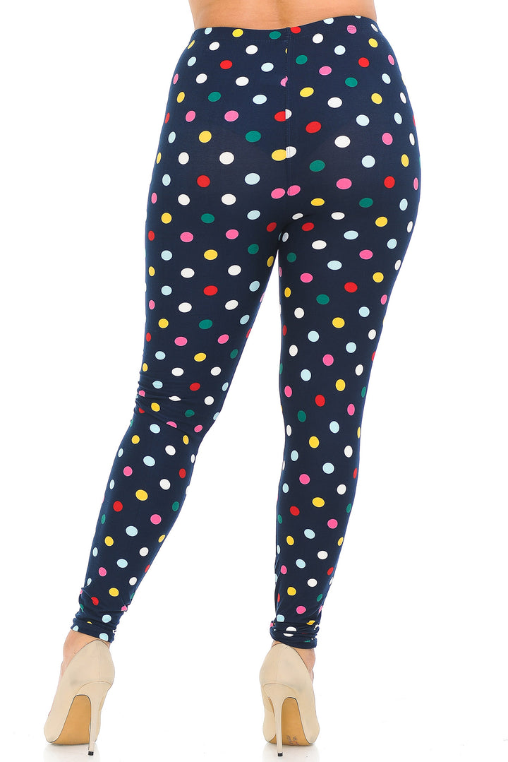 Wholesale Buttery Smooth Colorful Polka Dot Plus Size Leggings - 3X-5X