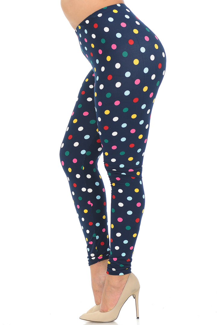 Wholesale Buttery Smooth Colorful Polka Dot Plus Size Leggings - 3X-5X
