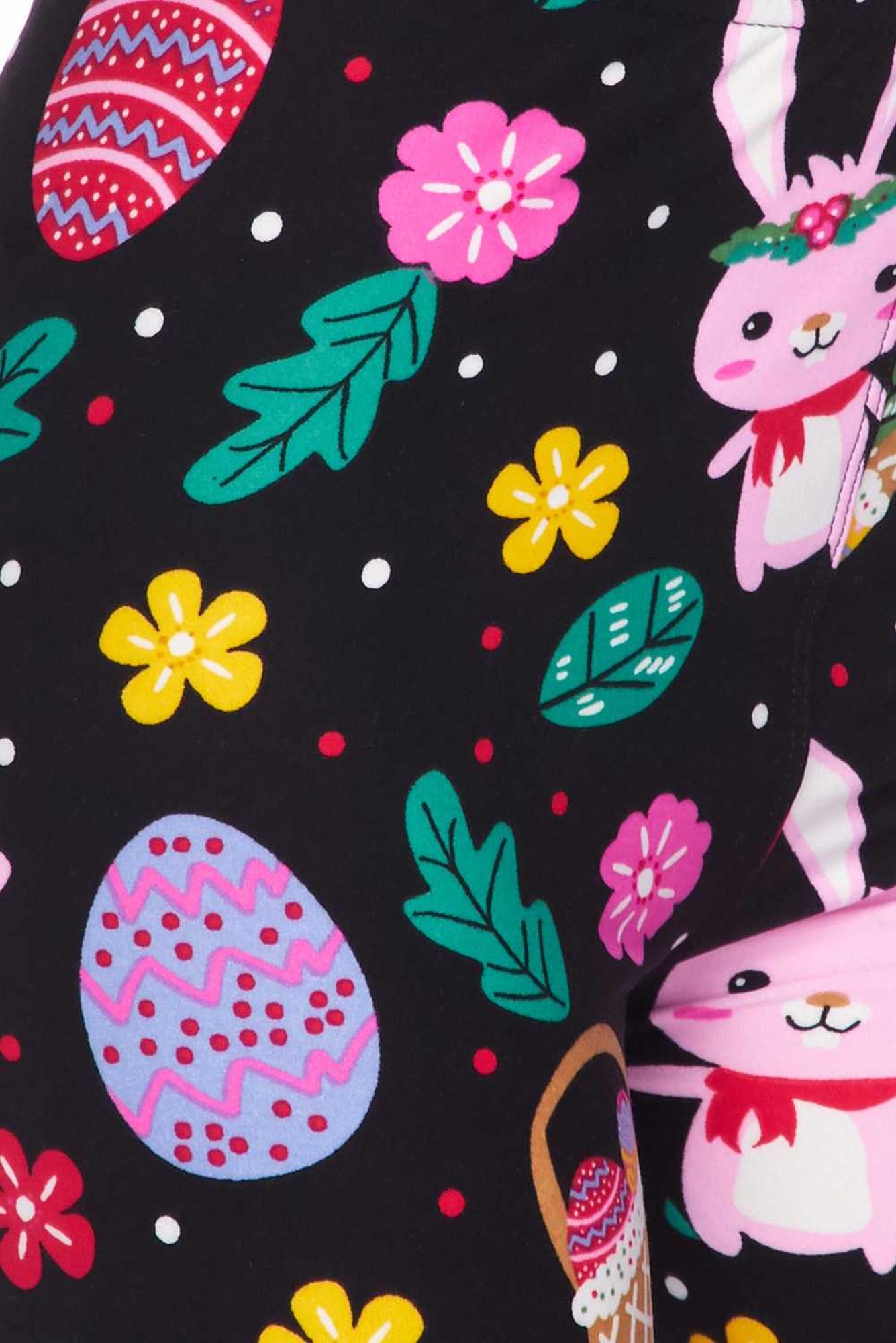 Wholesale Buttery Smooth Cute Bunnies and Easter Egg Extra Plus Size Leggings - 3X-5X