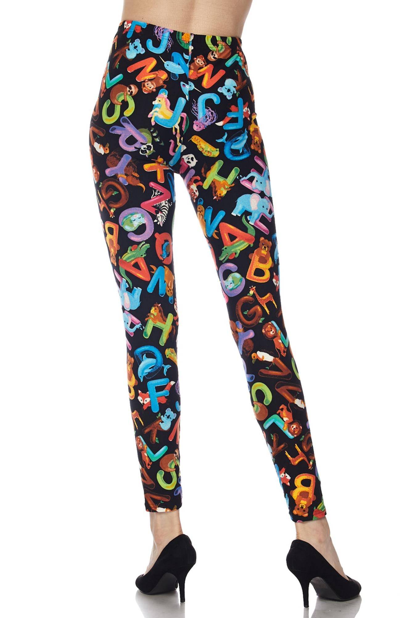 Wholesale Buttery Smooth Animal Alphabet Extra Plus Size Leggings - 3X-5X