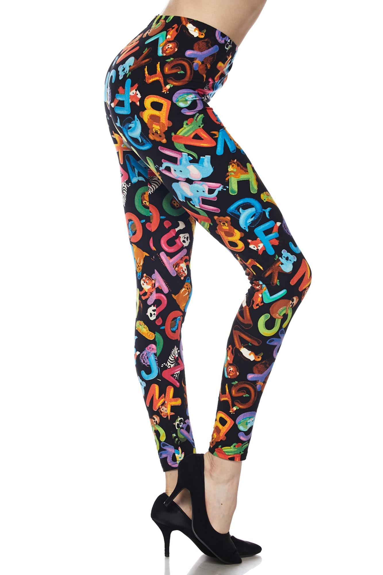 Wholesale Buttery Smooth Animal Alphabet Extra Plus Size Leggings - 3X-5X