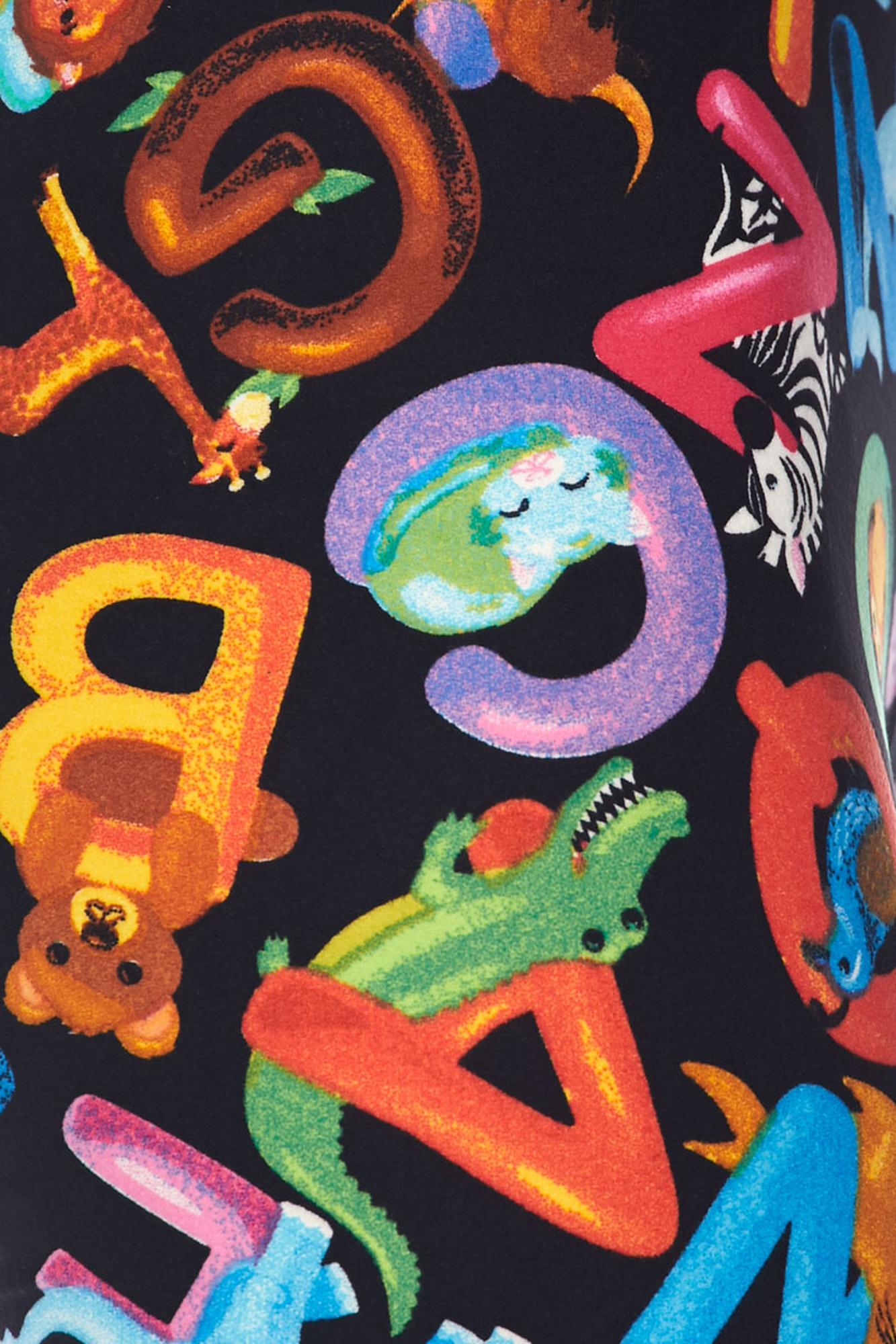Wholesale Buttery Smooth Animal Alphabet Extra Plus Size Leggings - 3X-5X
