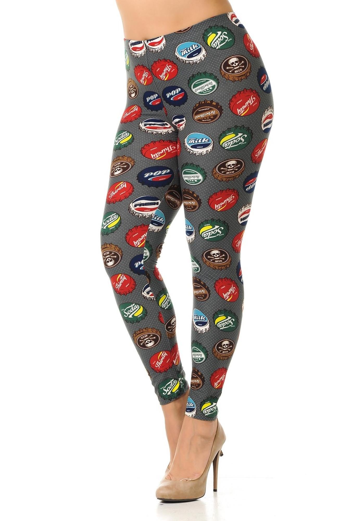 Wholesale Buttery Smooth Groovy Bottlecap Plus Size Leggings - 3X-5X