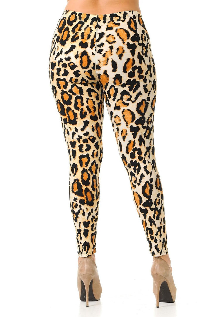 Wholesale Buttery Smooth Brazilian Leopard Plus Size Leggings - 3X-5X