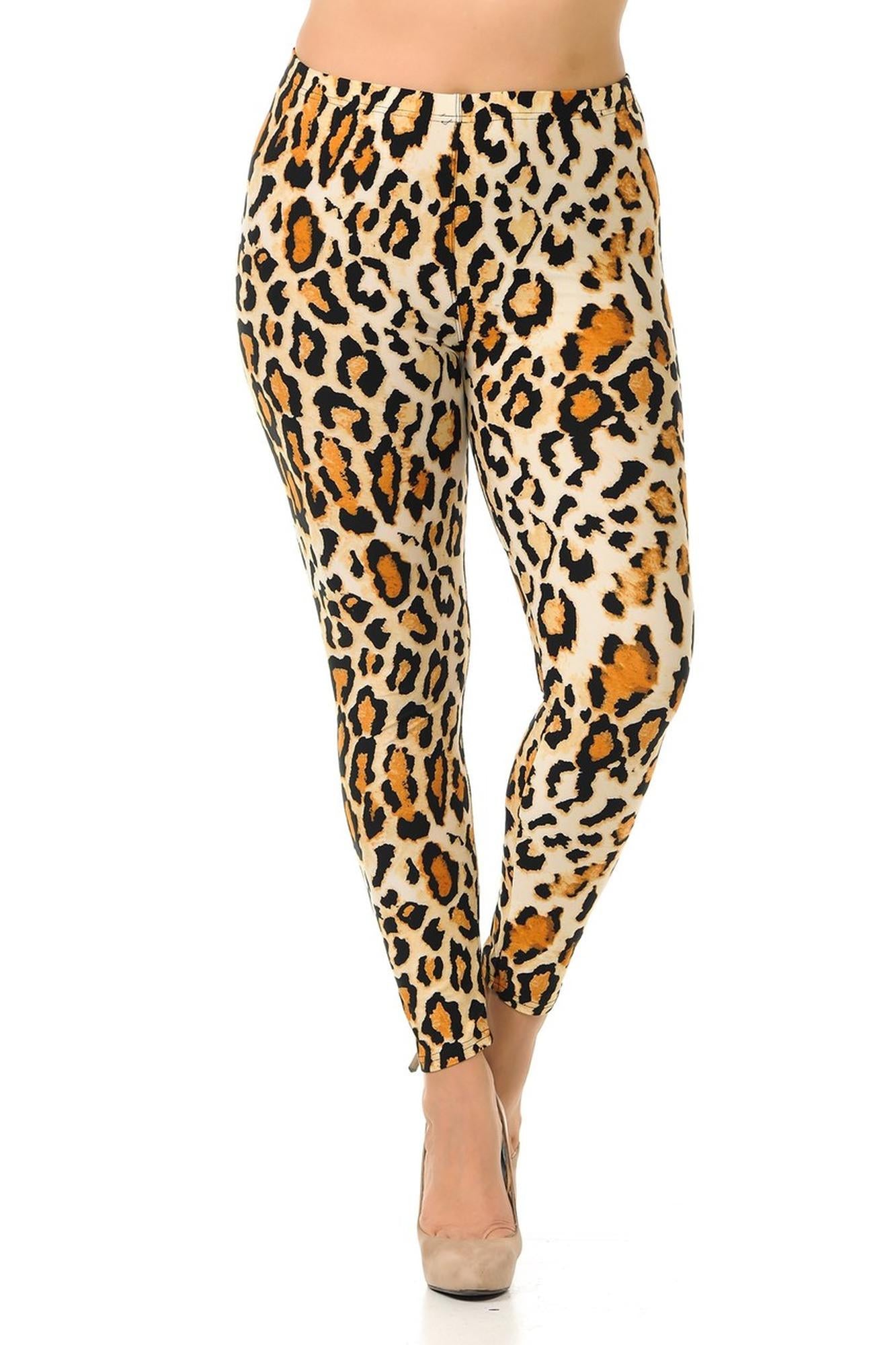 Wholesale Buttery Smooth Brazilian Leopard Plus Size Leggings - 3X-5X
