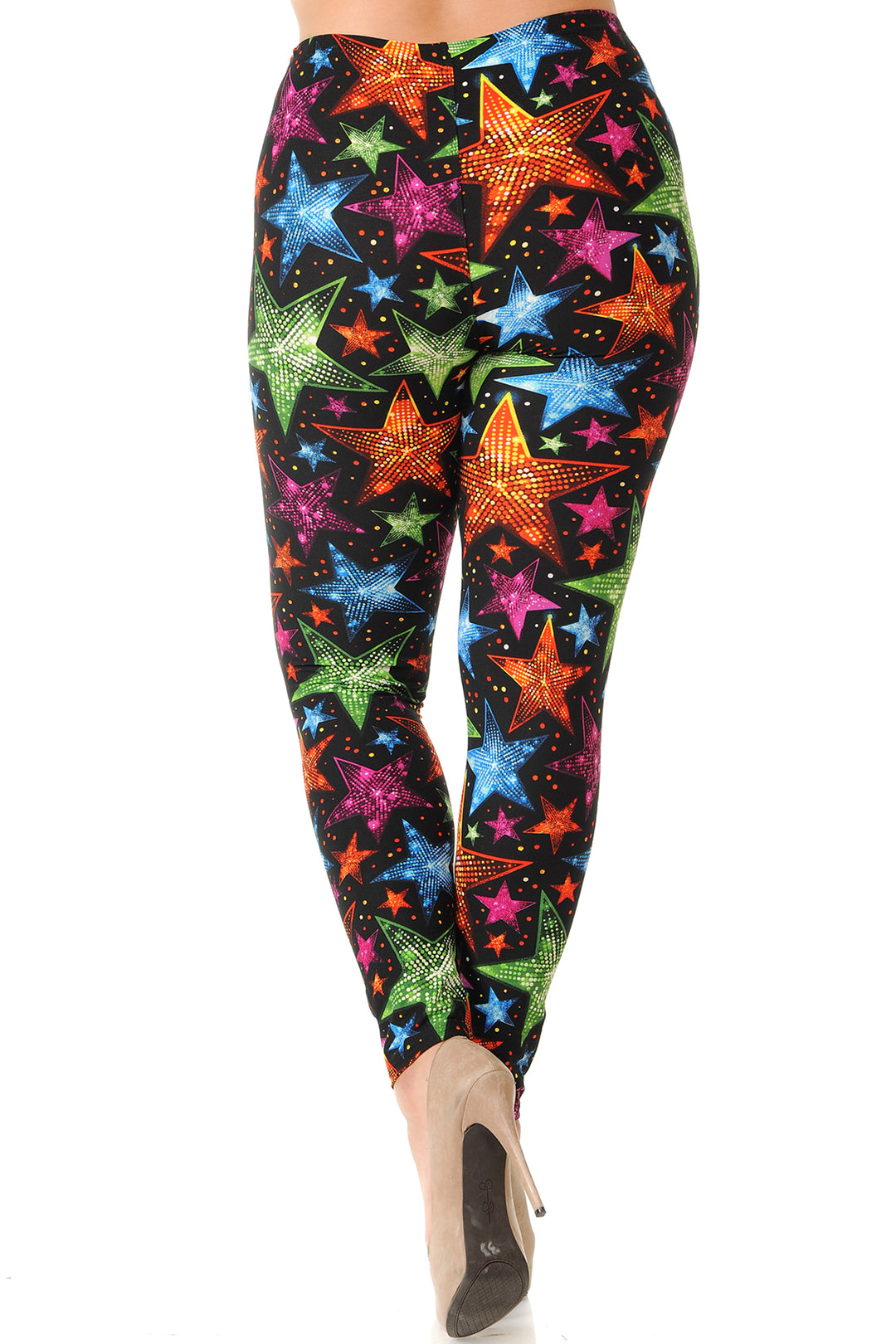 Wholesale Buttery Smooth Glitter Star Extra Plus Size Leggings - 3X-5X