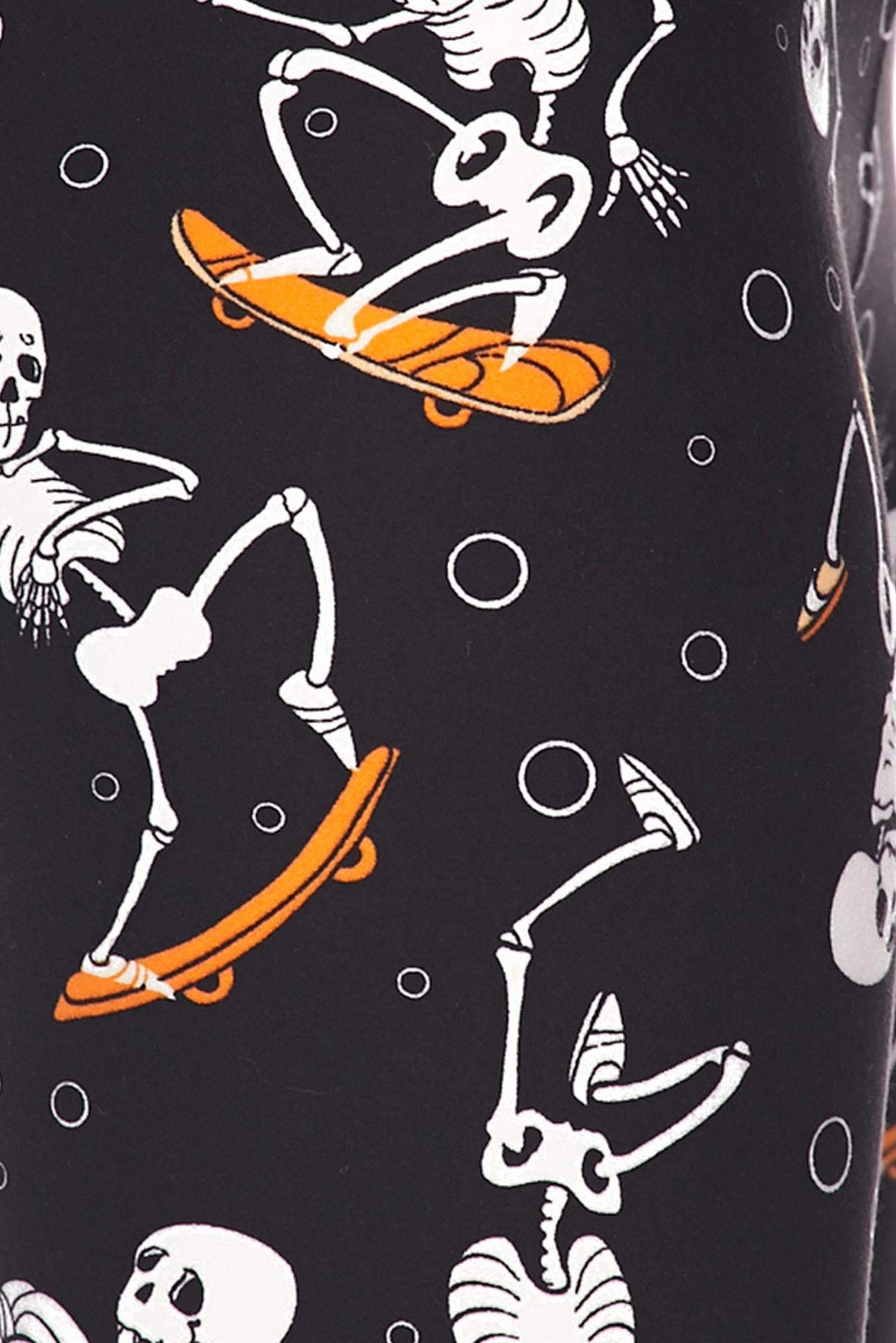 Wholesale Buttery Smooth Skateboarding Skeletons Plus Size Leggings - 3X - 5X