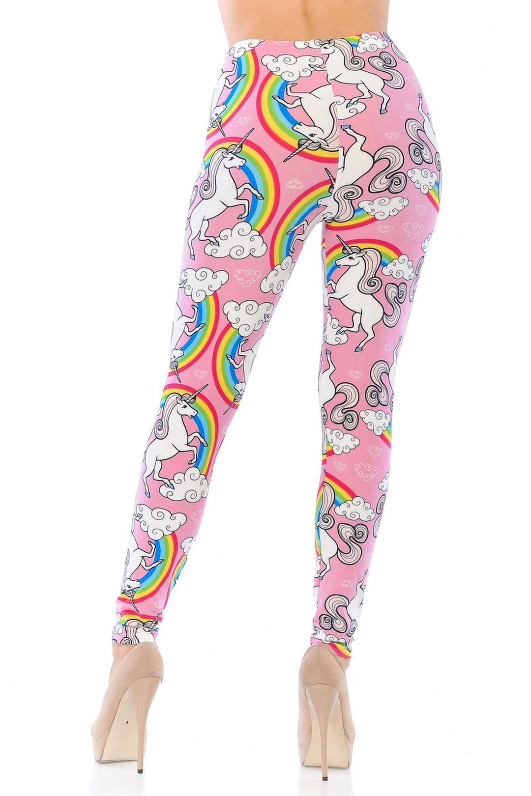Wholesale Buttery Smooth Pink Rainbow Unicorn Plus Size Leggings - 3X - 5X