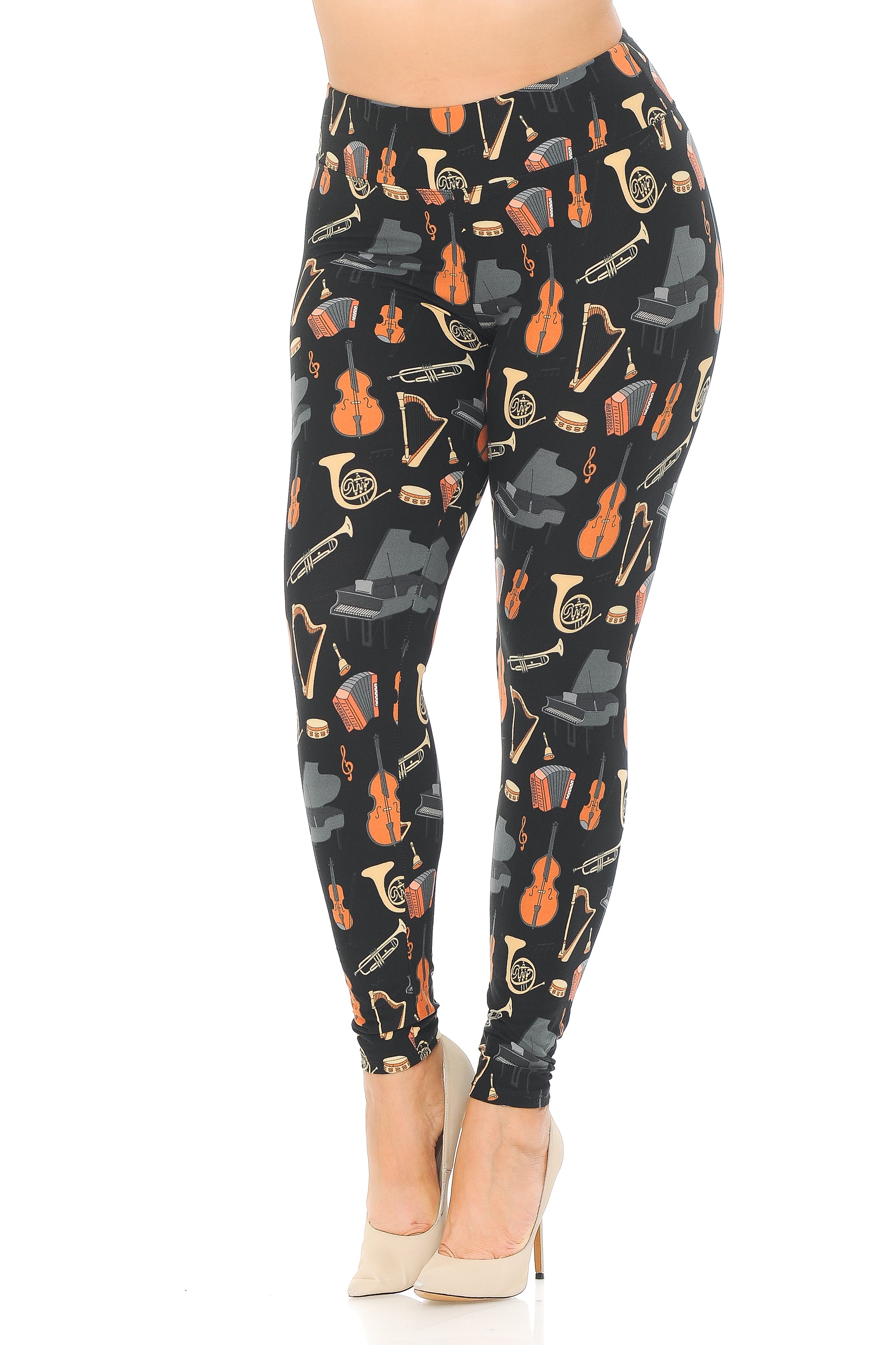 Wholesale Buttery Smooth Musical Instrument Extra Plus Size Leggings - 3X-5X