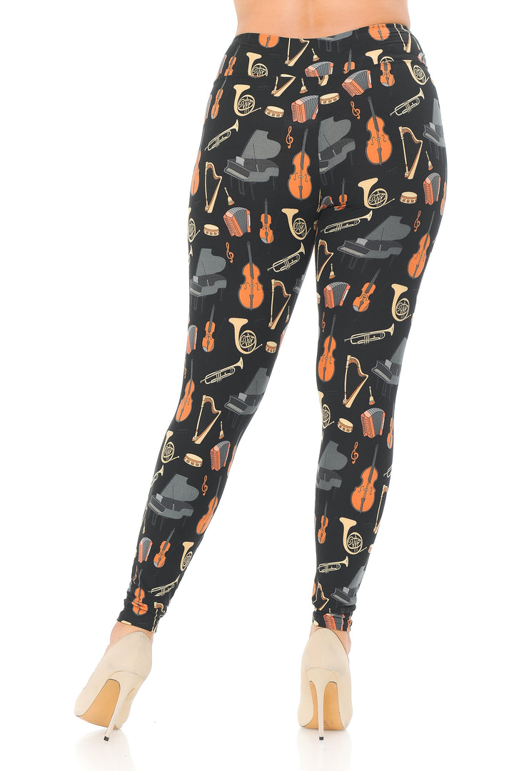 Wholesale Buttery Smooth Musical Instrument Extra Plus Size Leggings - 3X-5X