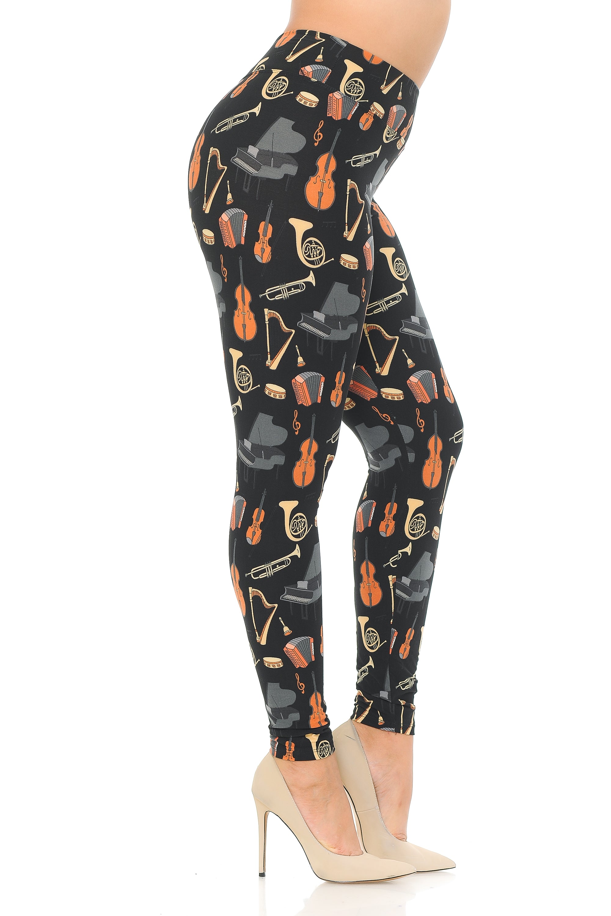 Wholesale Buttery Smooth Musical Instrument Extra Plus Size Leggings - 3X-5X