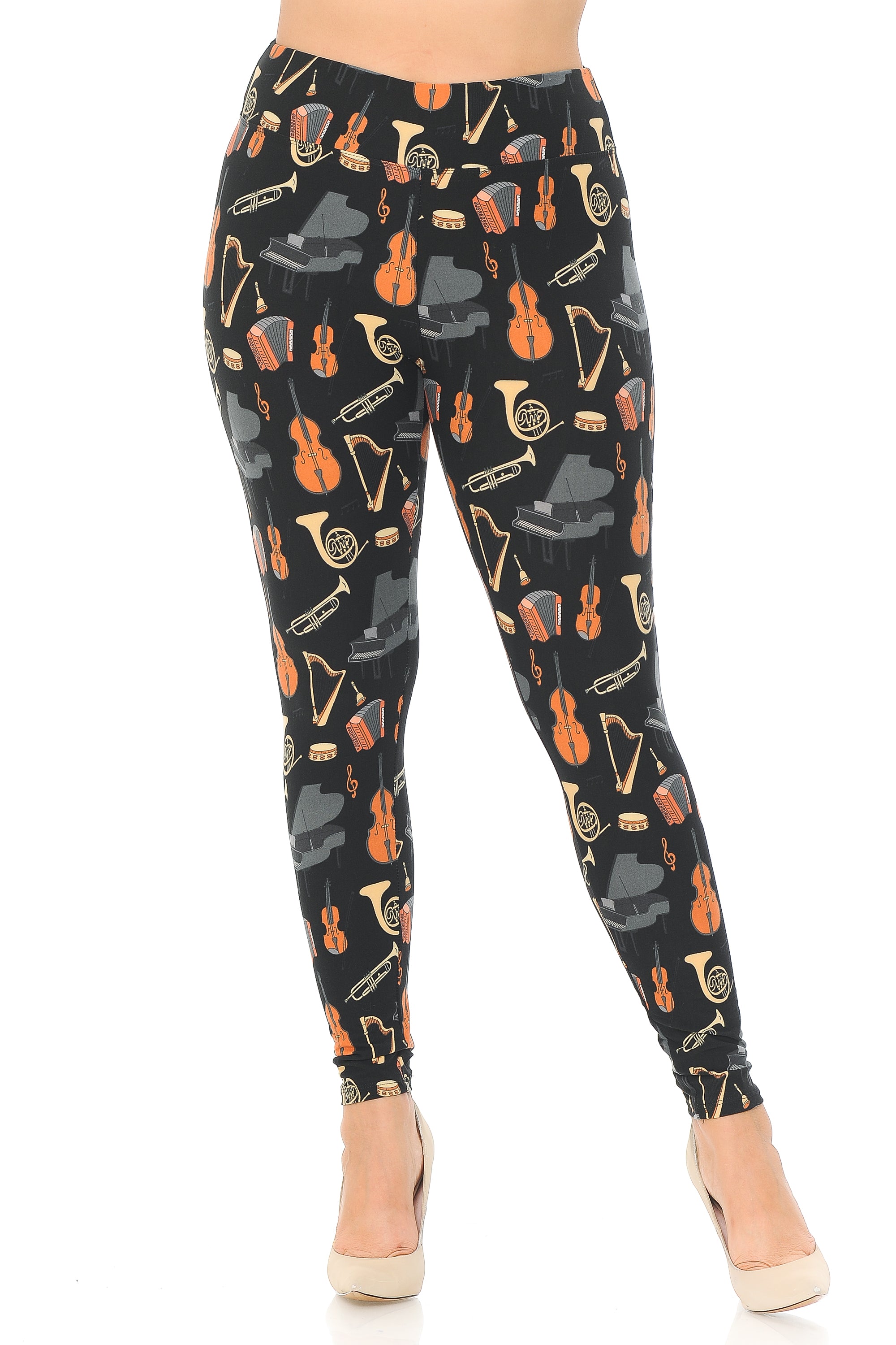 Wholesale Buttery Smooth Musical Instrument Extra Plus Size Leggings - 3X-5X