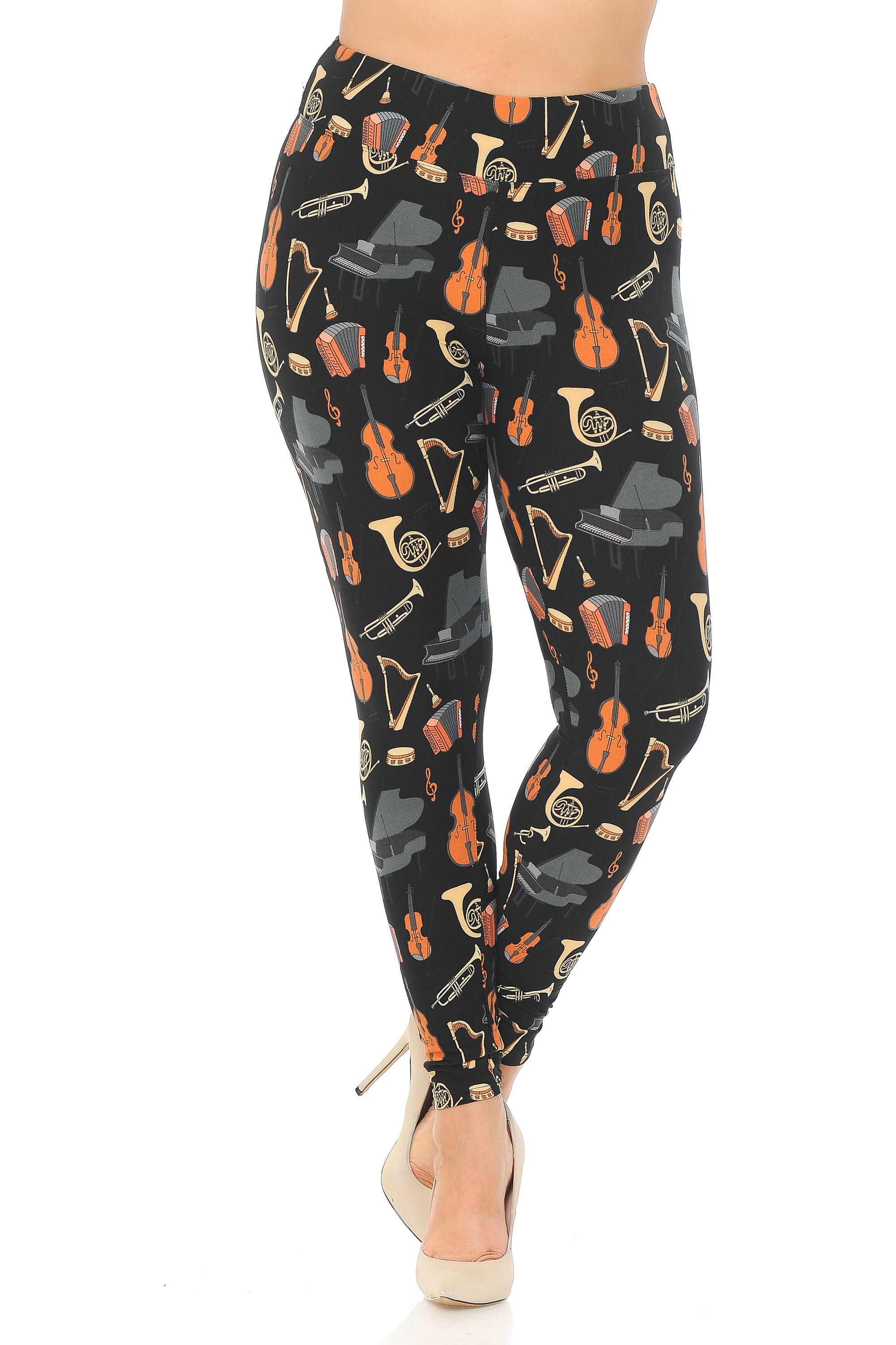 Wholesale Buttery Smooth Musical Instrument Extra Plus Size Leggings - 3X-5X