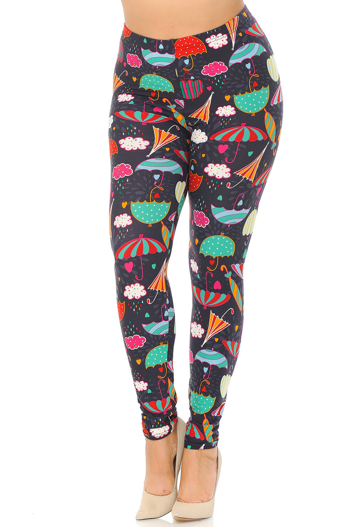 Wholesale Buttery Smooth Vintage Umbrella Extra  Plus Size Leggings - 3X-5X