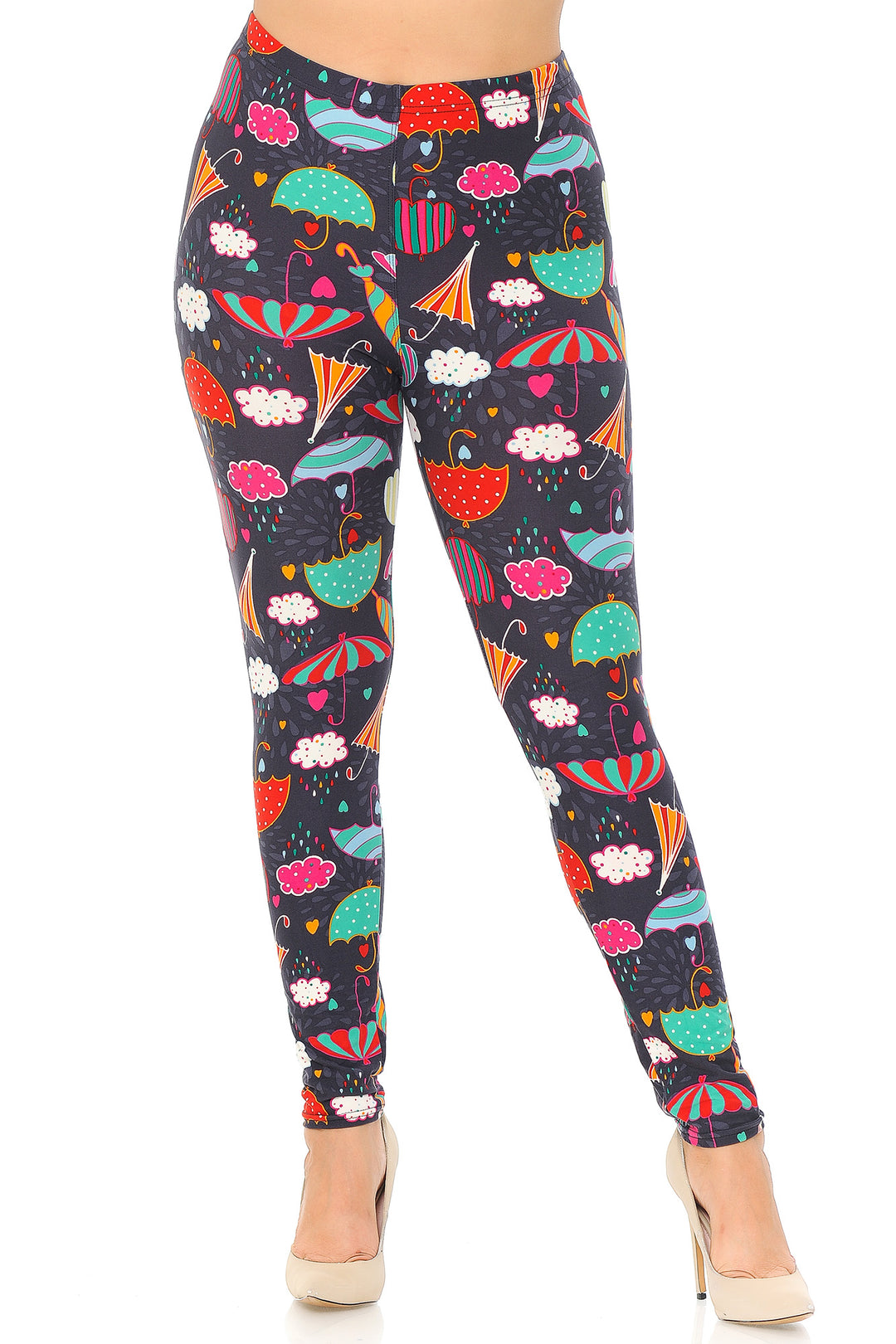 Wholesale Buttery Smooth Vintage Umbrella Extra  Plus Size Leggings - 3X-5X
