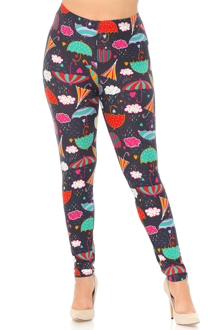 Wholesale Buttery Smooth Vintage Umbrella Extra  Plus Size Leggings - 3X-5X
